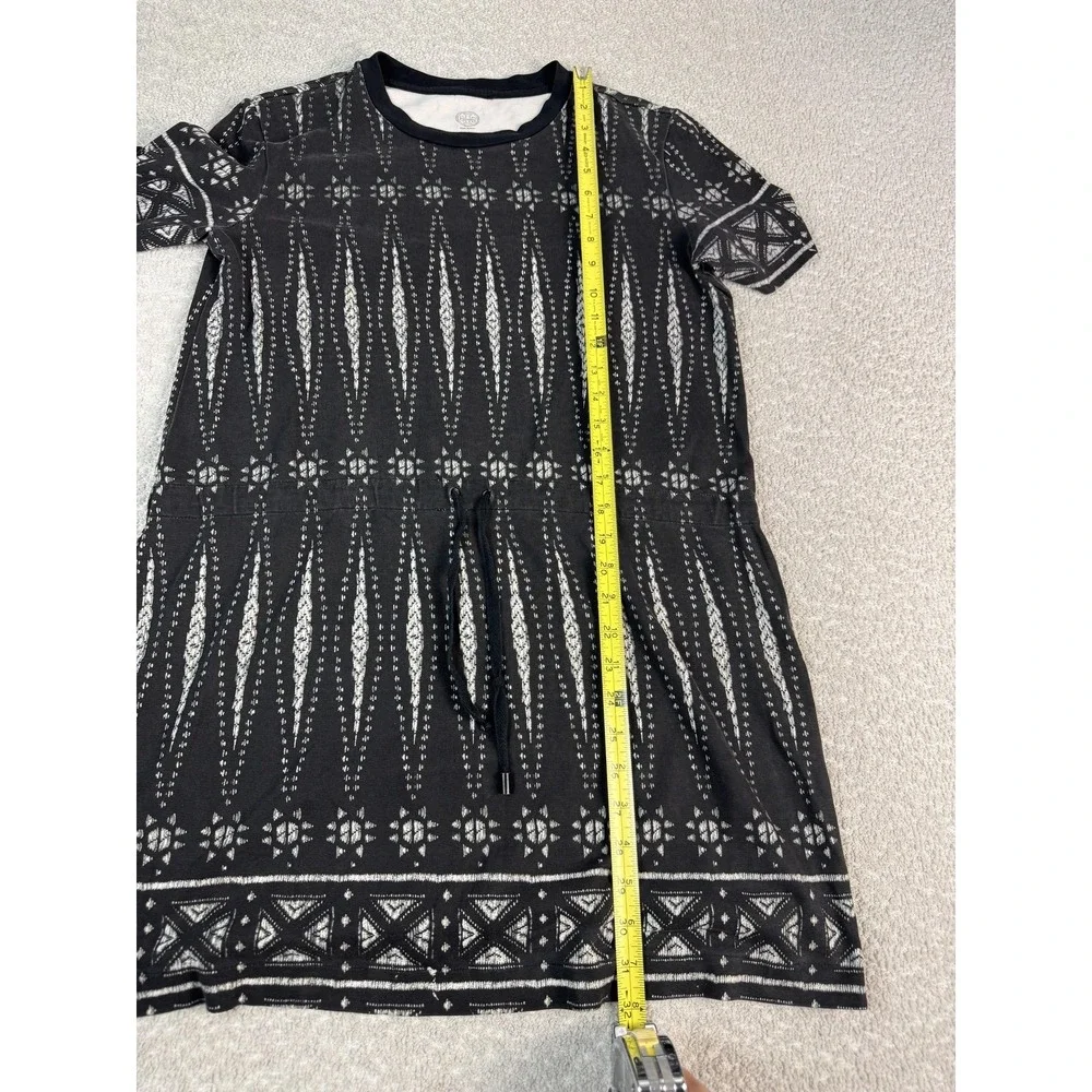 Tory Burch Dress Womens XS Black‎ Geometric Pima Cotton T-Shirt Casual Mini